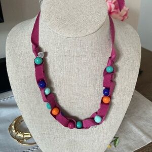 Kids, Stella and Dot pink ribbon necklace.